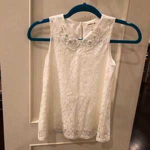 Girls White Lace Tank Top